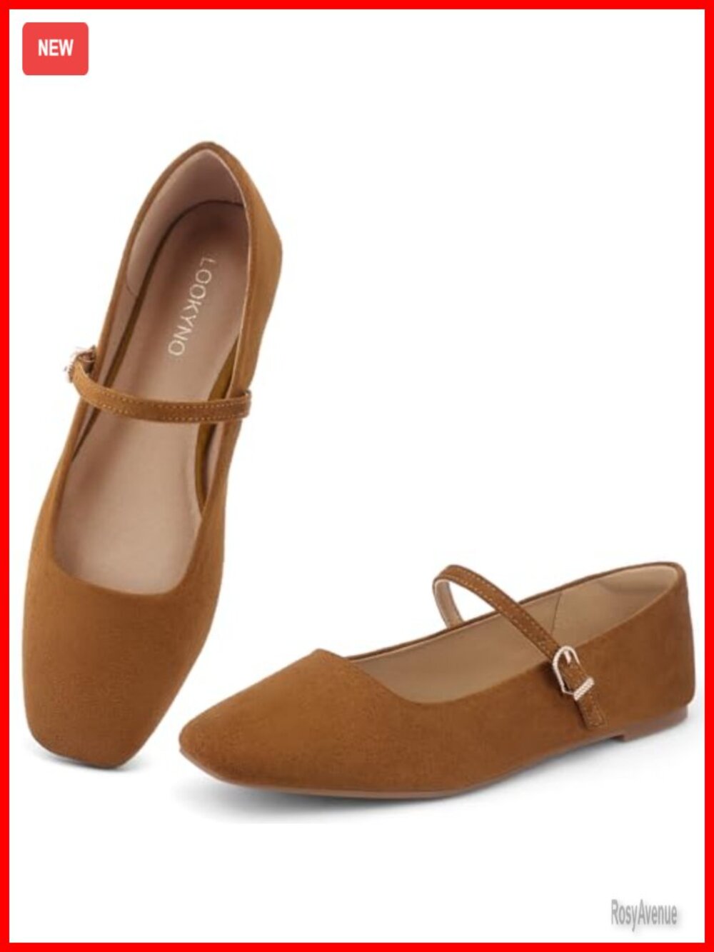 Womens Mary Jane Flats Closed Toe Buckle Strap Square Toe Ballet Flats